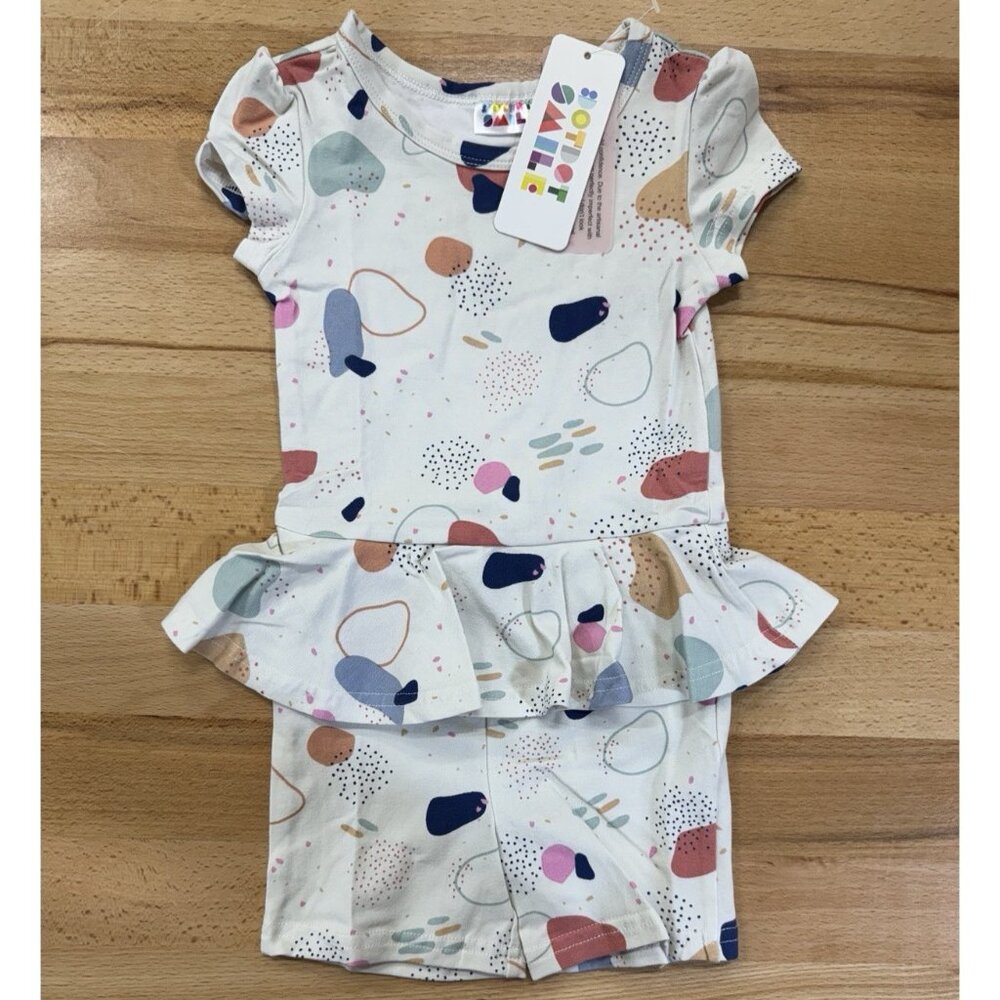 Dot Dot Smile Girl's Short Sleeve Peplum Romper Size 3-4 Years Shorts 1-Piece